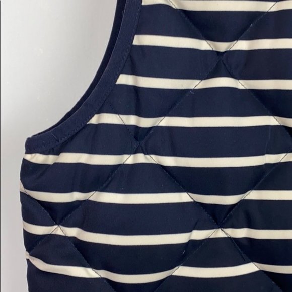J.Crew S Puffer Vest Striped Nautical Navy White - Picture 11 of 16